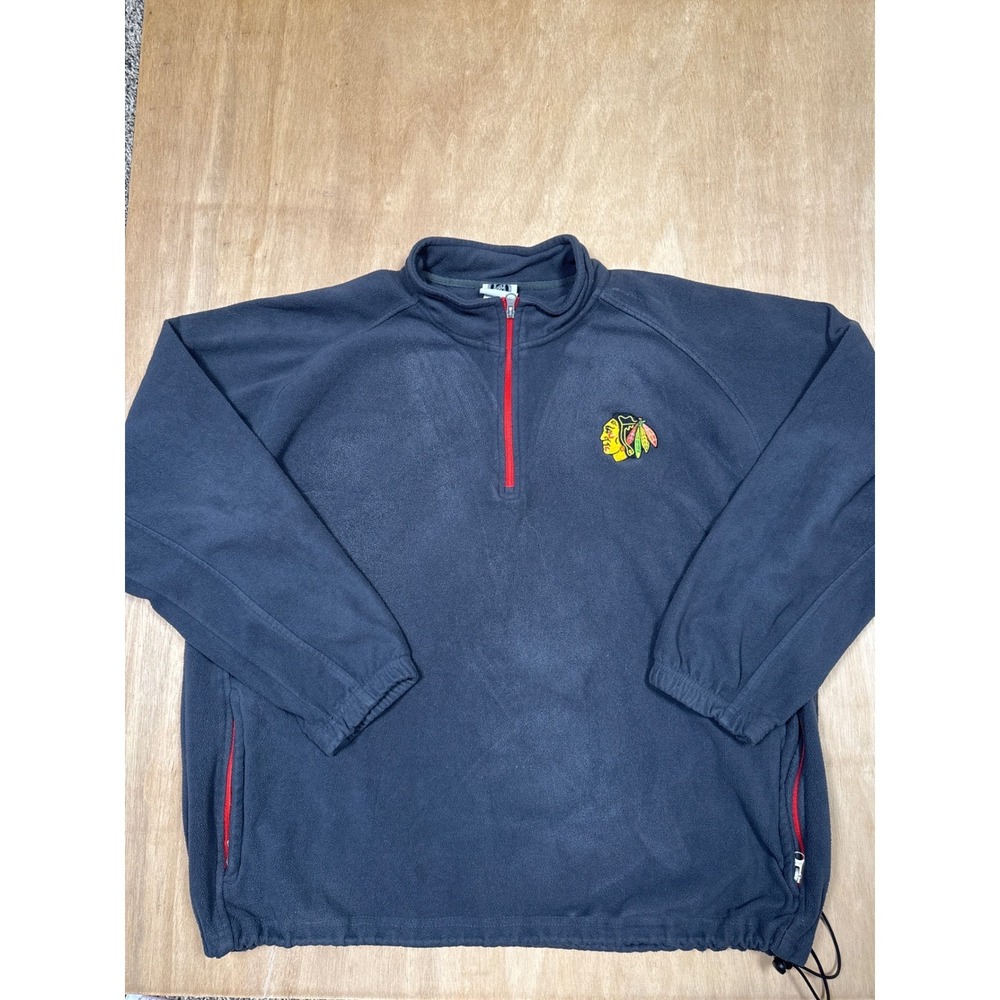 Chicago‎ Blackhawks Fleece Pullover Jacket Men's Size Large Quarter Zip
